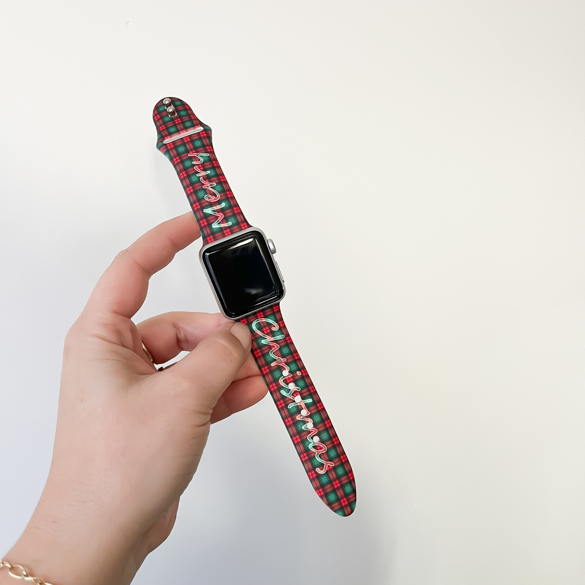 Cinturino sport con stampa per Apple Watch - Natale a scacchi