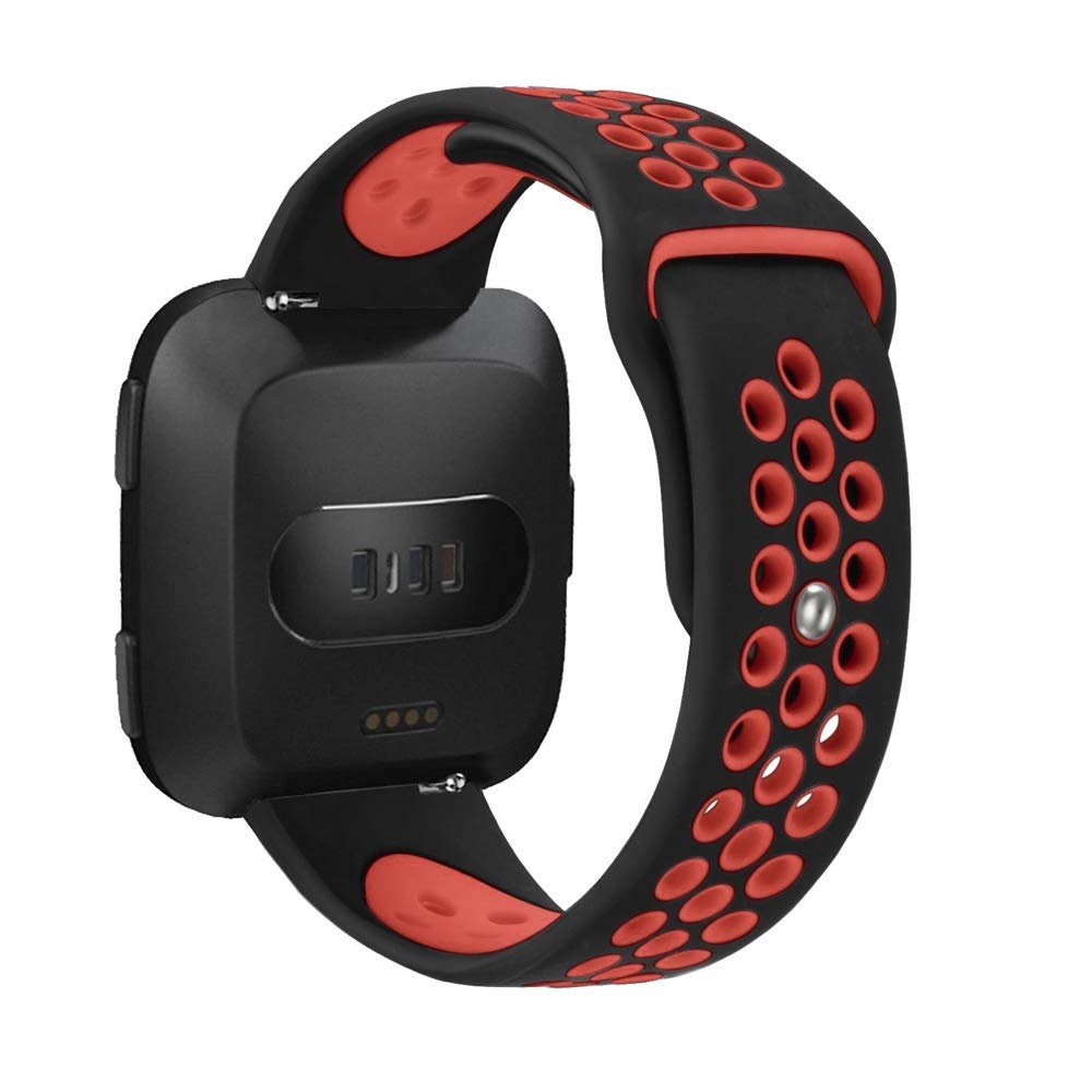 Cinturino doppio sport per Fitbit Versa - nero rosso