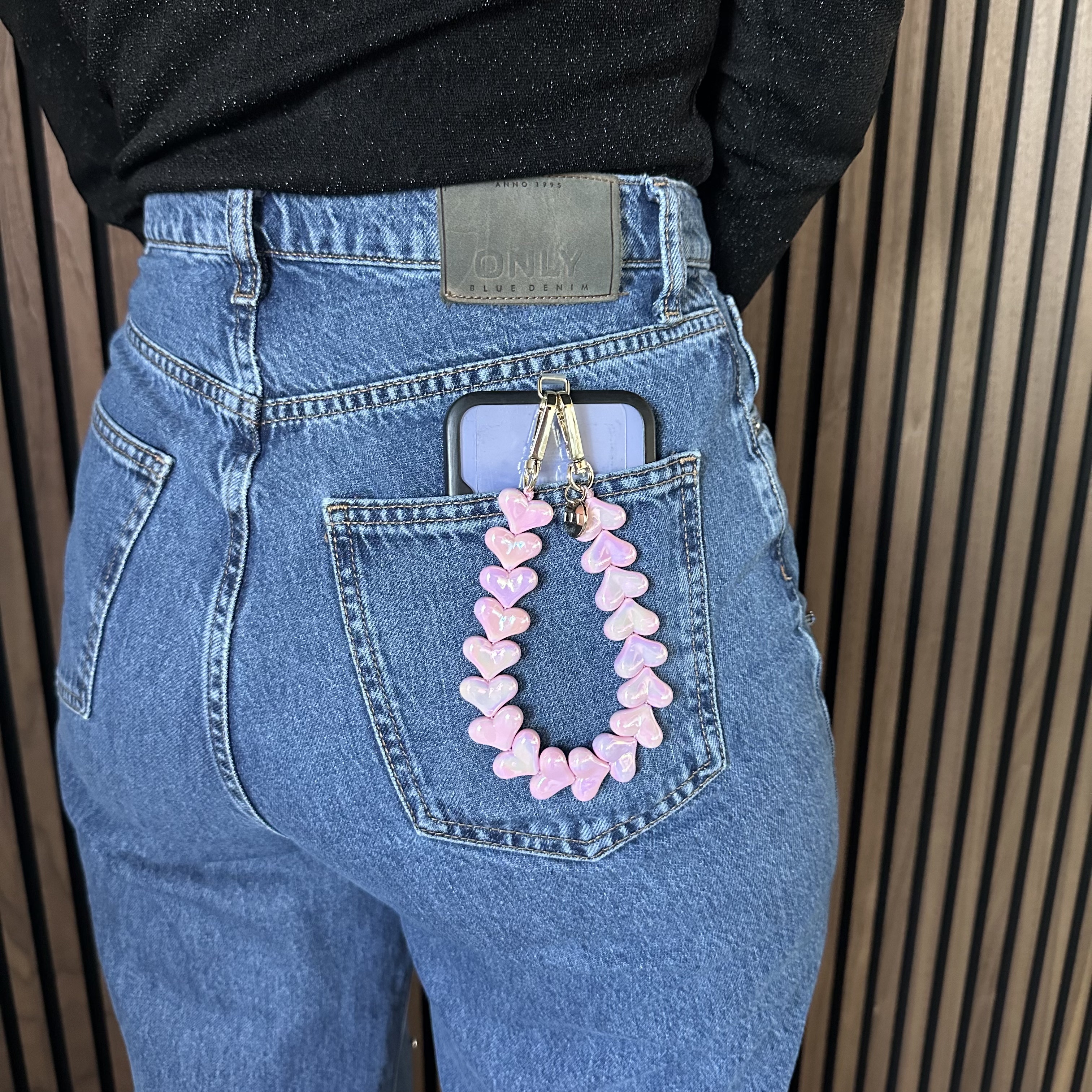 Catene di telefonia mobile Heart - rosa lucido - argento