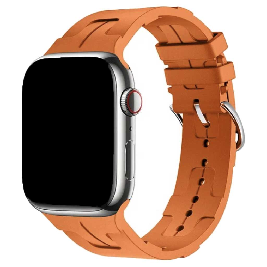 Cinturino sport Hermès simple tour fibbia della cintura kilim Apple Watch - arancia