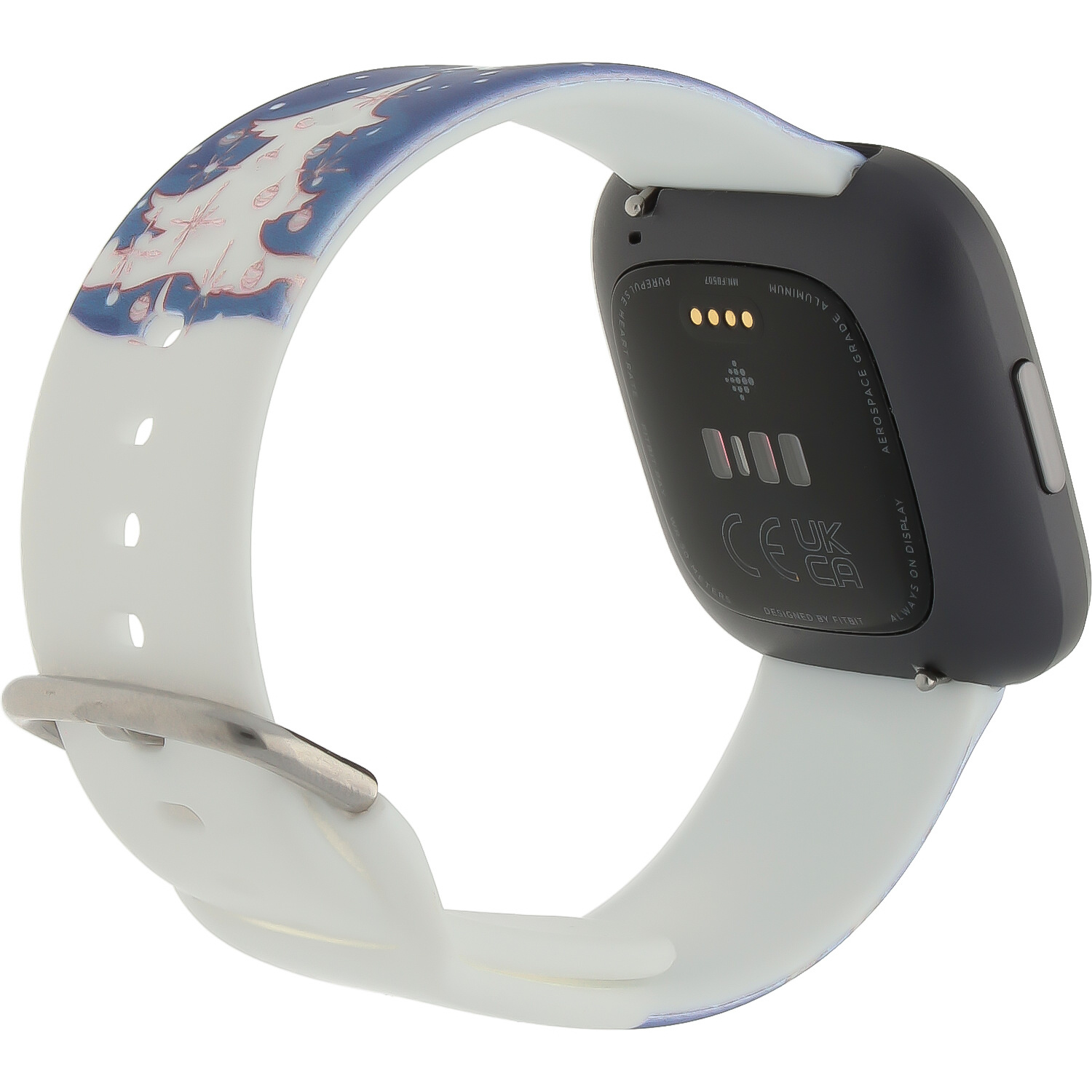 Cinturino sport con stampa per Fitbit Versa - pupazzo di neve di natale blu scuro