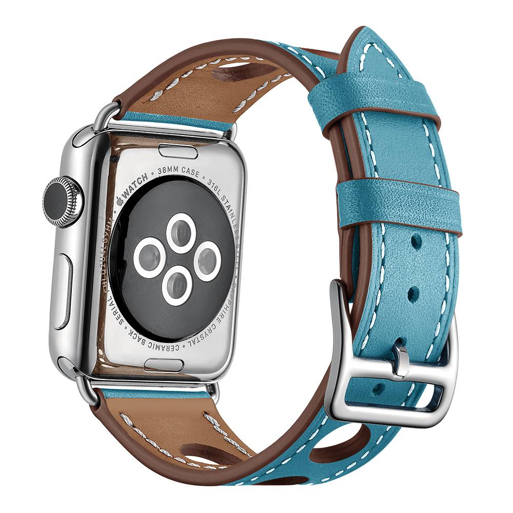 Cinturino hermes in pelle per Apple Watch - azzurro