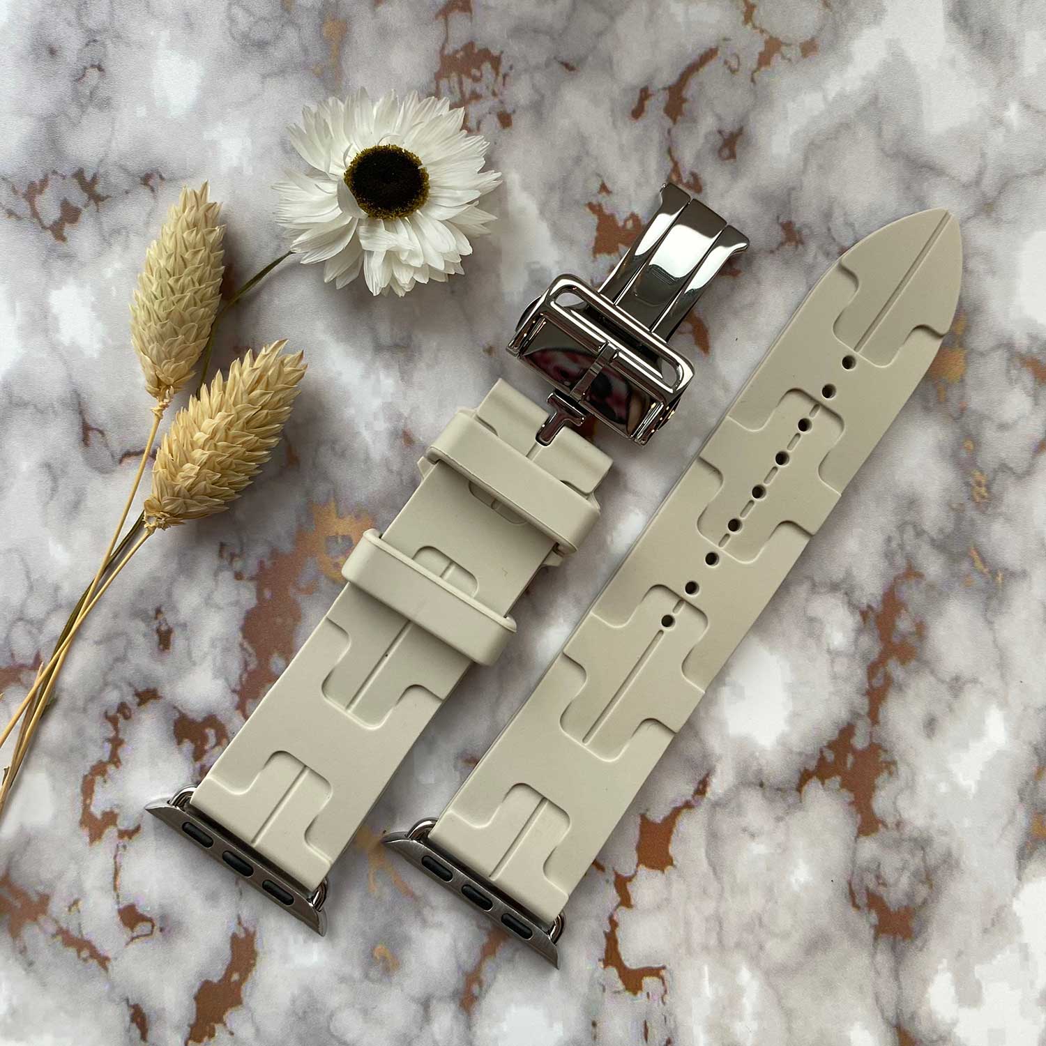 Cinturino sport Hermès simple tour kilim Apple Watch - beige