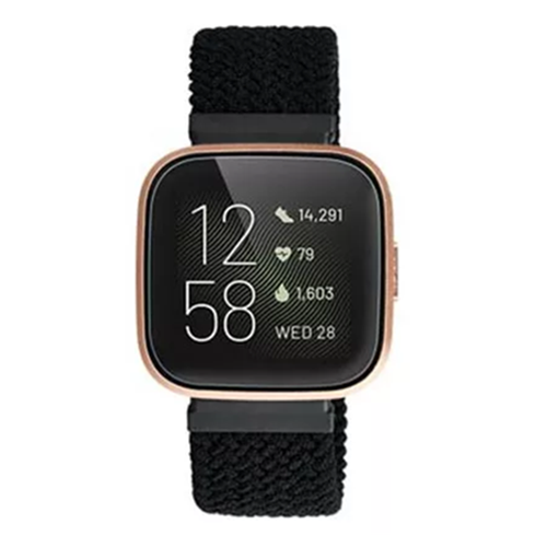 Cinturino Solo intrecciato in nylon per Fitbit Versa - nero