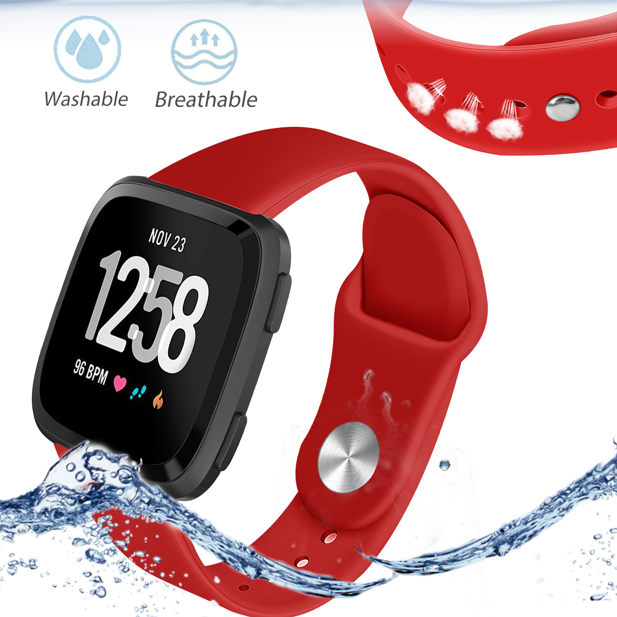 Cinturino sport in silicone per Fitbit Versa - rosso