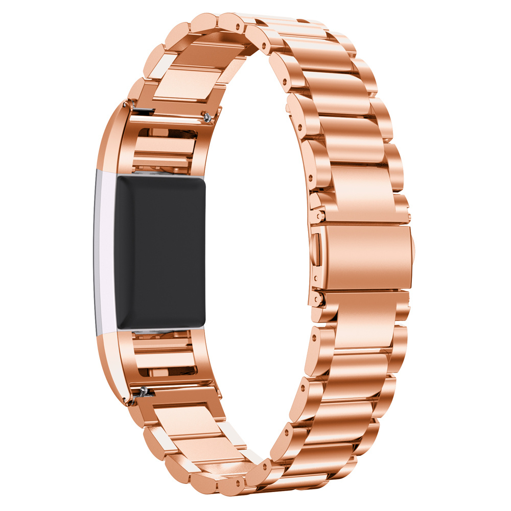 Cinturino a maglie in acciaio con perline per Fitbit Charge 2 - oro rosa