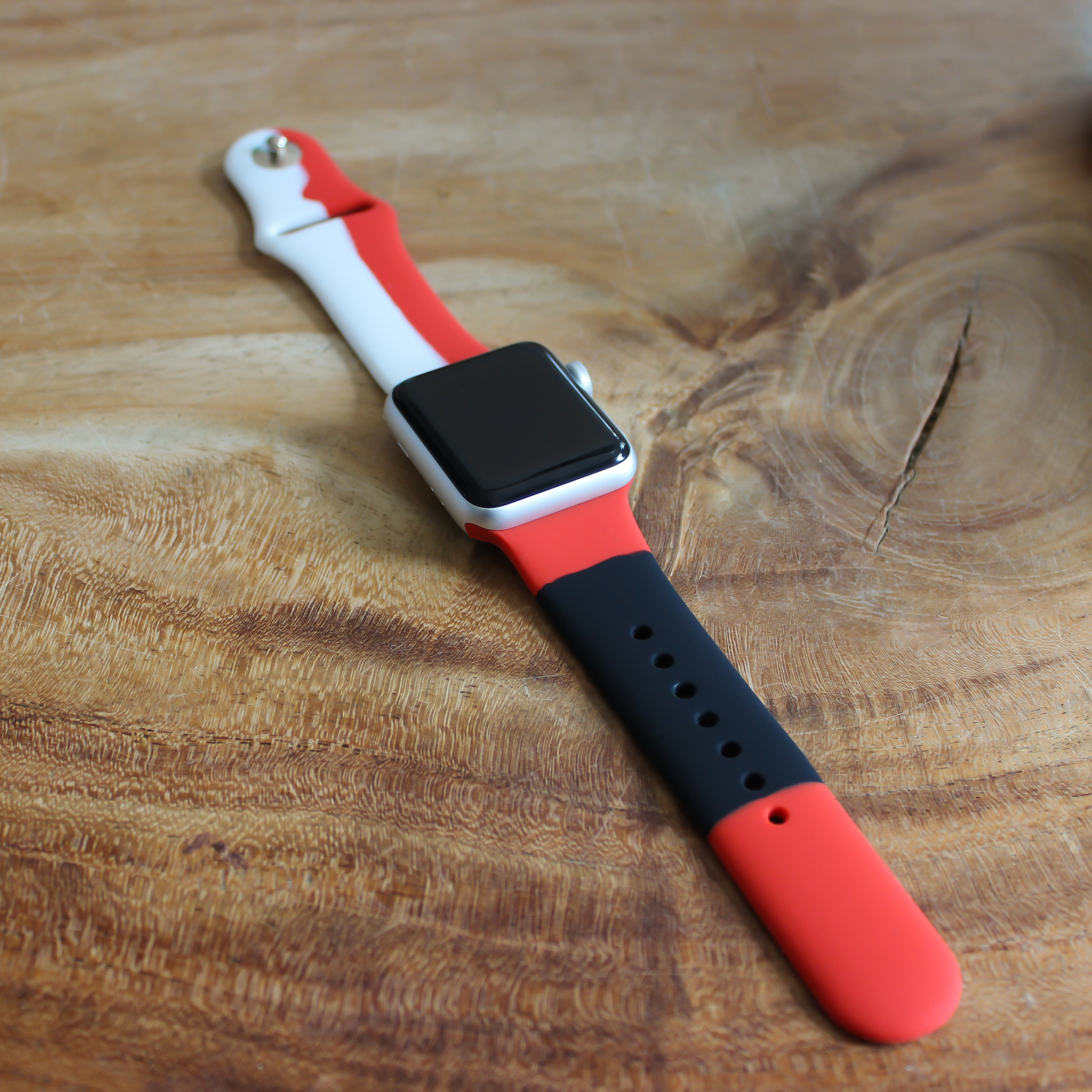 Cinturino sport Black Unity per Apple Watch - rosso bianco
