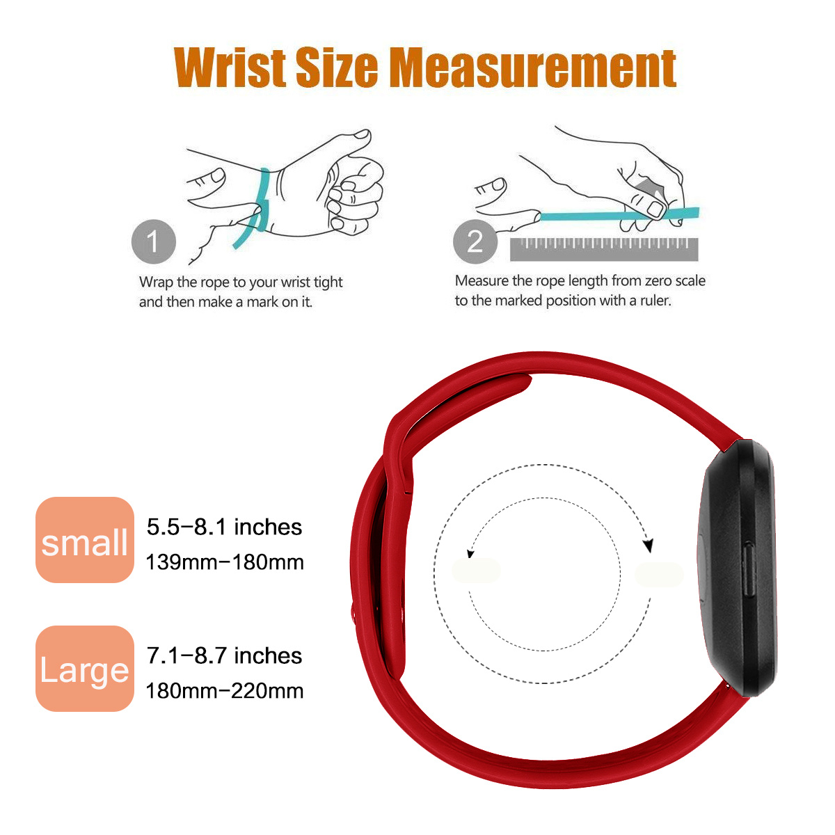 Cinturino sport in silicone per Fitbit Versa - rosso