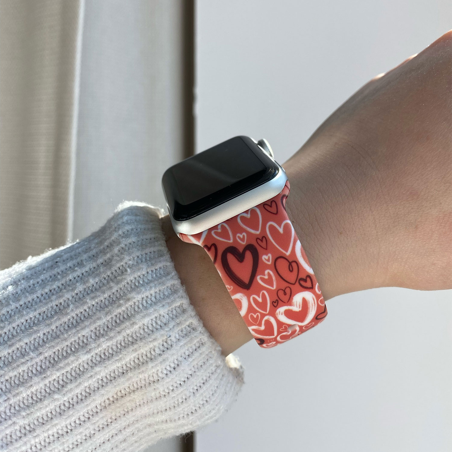 Cinturino sport con stampa per Apple Watch - stampa cuore rosso