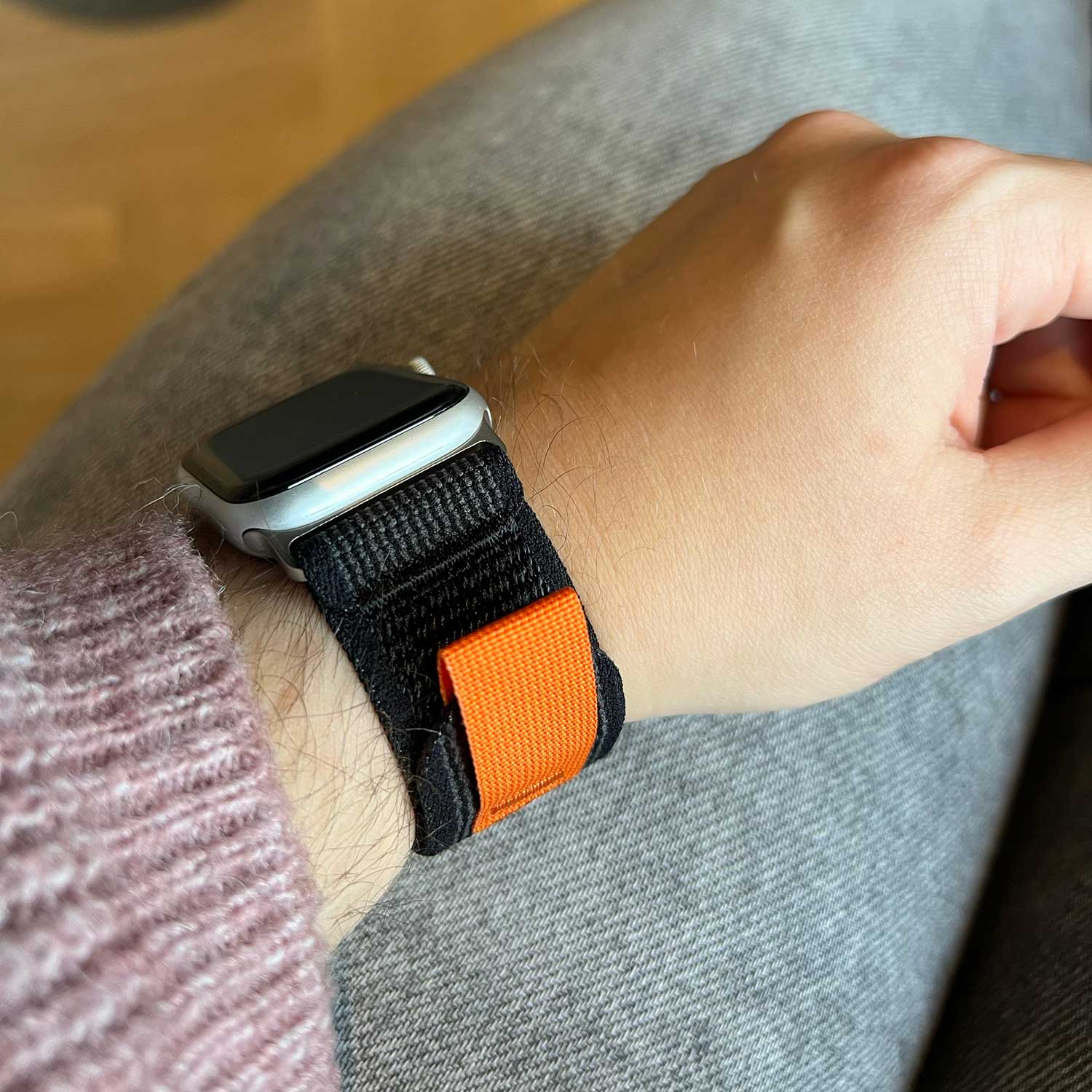 Cinturino trail in nylon per Apple Watch - nero grigio
