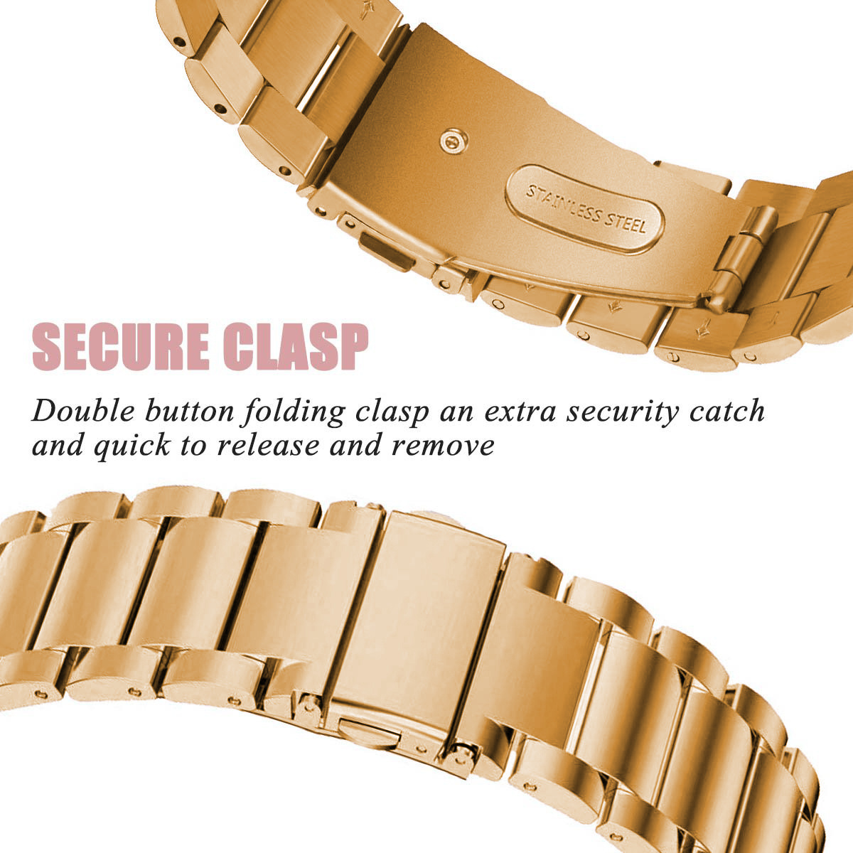Cinturino a maglie in acciaio con perline per Fitbit Versa - oro rosa
