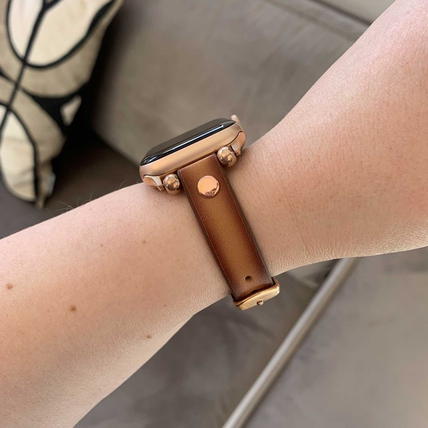 Cinturino smart in pelle per Apple Watch - marrone