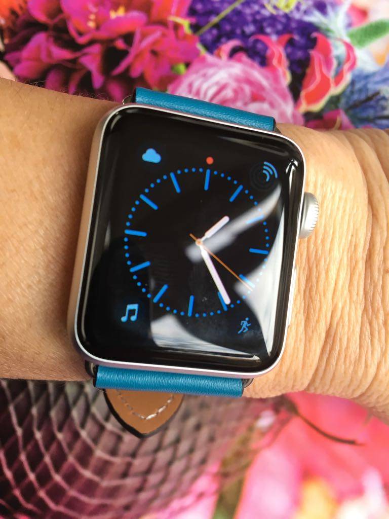 Cinturino hermes in pelle per Apple Watch - azzurro