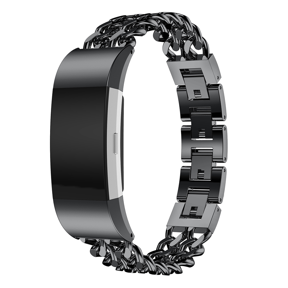 Cinturino a maglie in acciaio con cowboy per Fitbit Charge 3 & 4 - nero