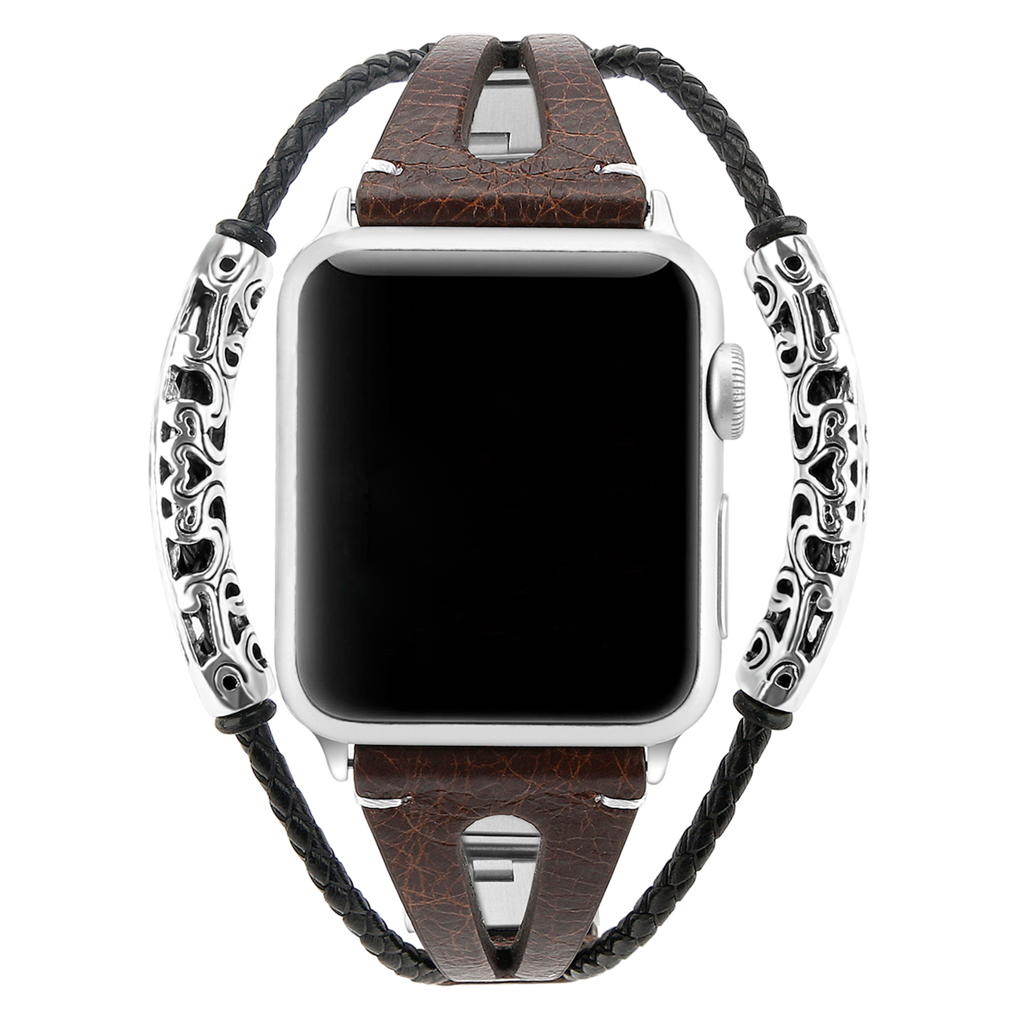 Cinturino gioiello in pelle robusto per Apple Watch - Marrone scuro