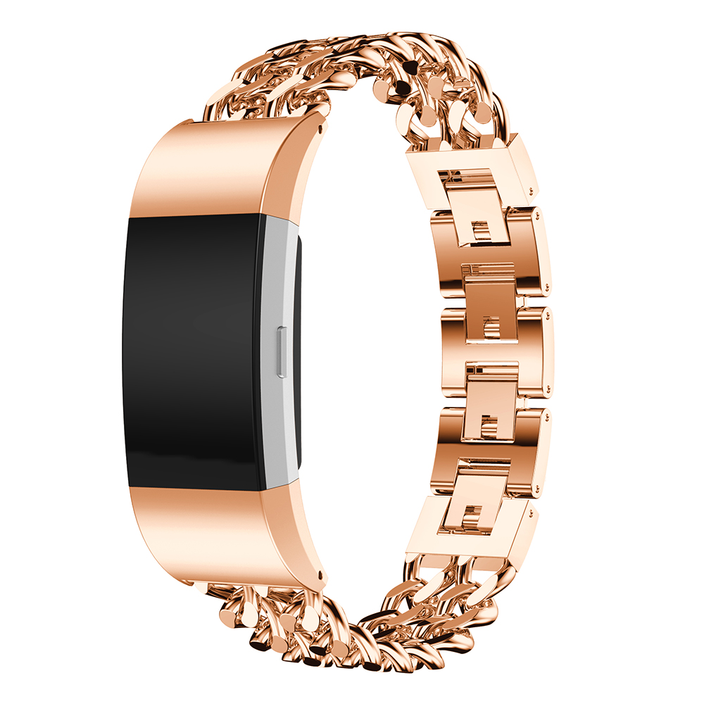 Cinturino a maglie in acciaio con cowboy per Fitbit Charge 3 & 4 - oro rosa