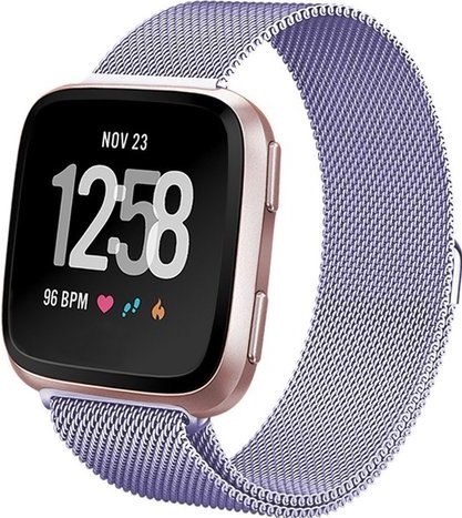 Cinturino loop in maglia milanese per Fitbit Versa - lavanda