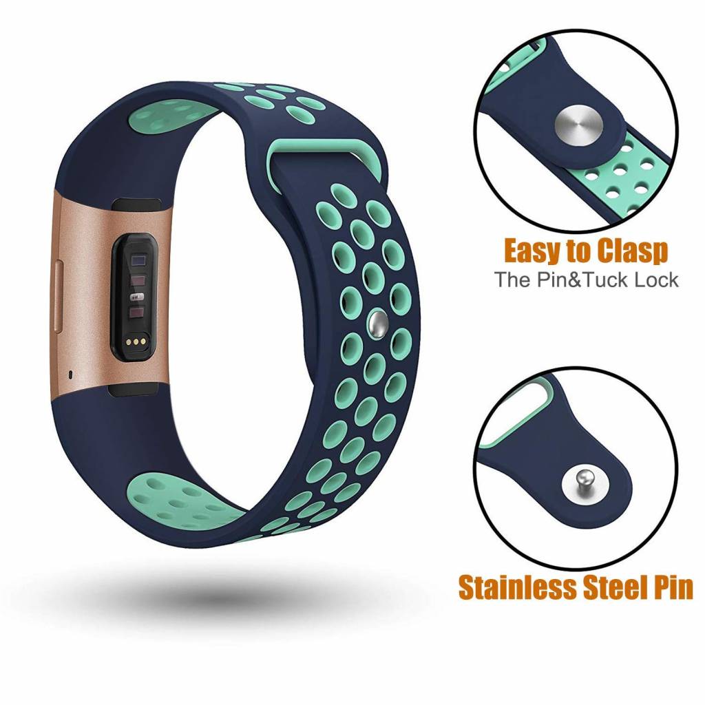 Cinturino doppio sport per Fitbit Charge 3 & 4 - blu scuro blu chiaro
