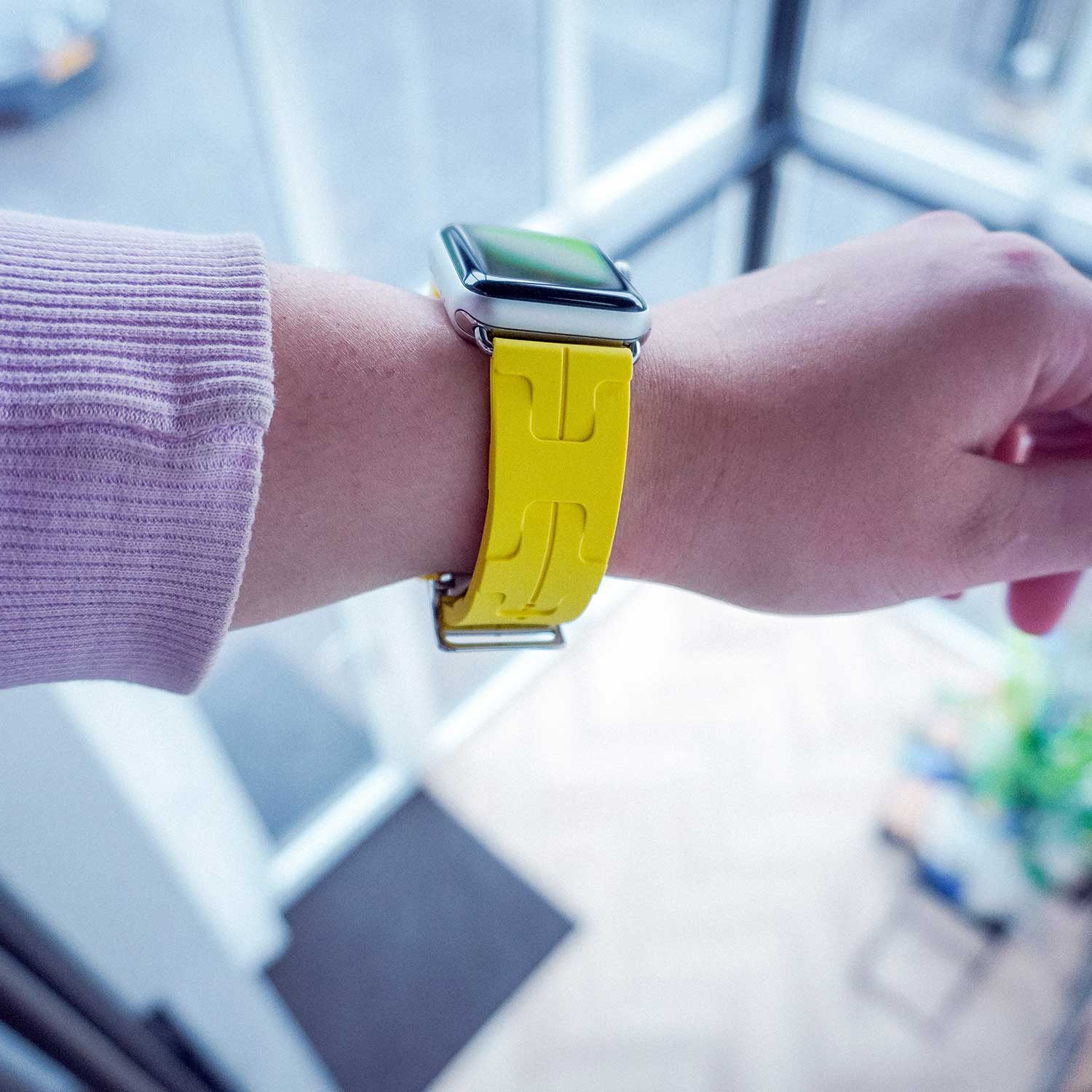 Cinturino sport Hermès simple tour kilim Apple Watch - giallo