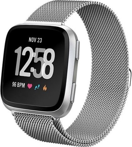 Cinturino loop in maglia milanese per Fitbit Versa - argento