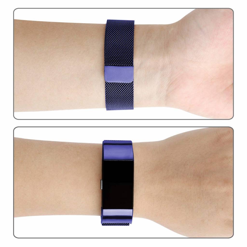 Cinturino loop in maglia milanese per Fitbit Charge 2 - blu