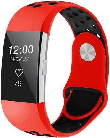 Cinturino doppio sport per Fitbit Charge 2 - rosso nero