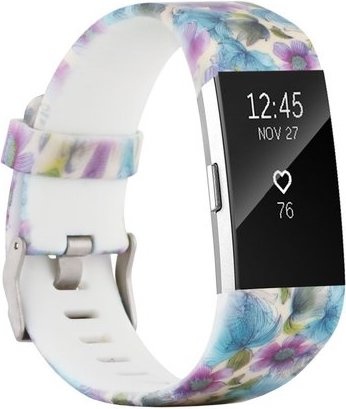 Cinturino sport con stampa per Fitbit Charge 2 - fiore blu