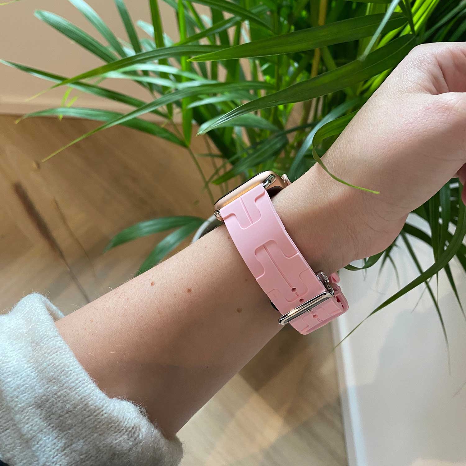 Cinturino sport Hermès simple tour kilim Apple Watch - rosa