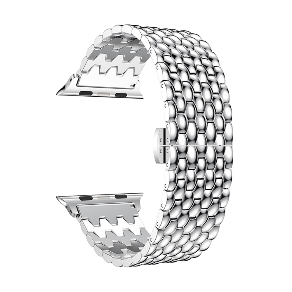 Cinturino a maglie in acciaio con drago Apple Watch - argento