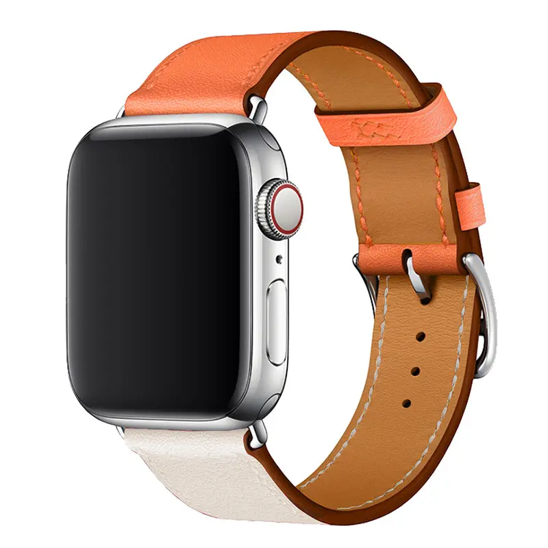 Cinturino a cantare tour in pelle per Apple Watch arancione bianco