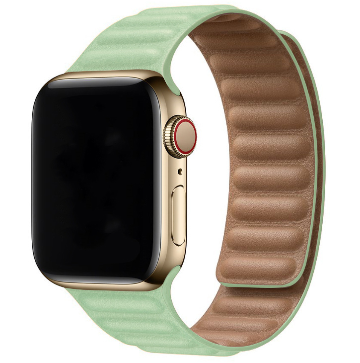 Cinturino singolo in pelle per Apple Watch - tonalità blu-verde