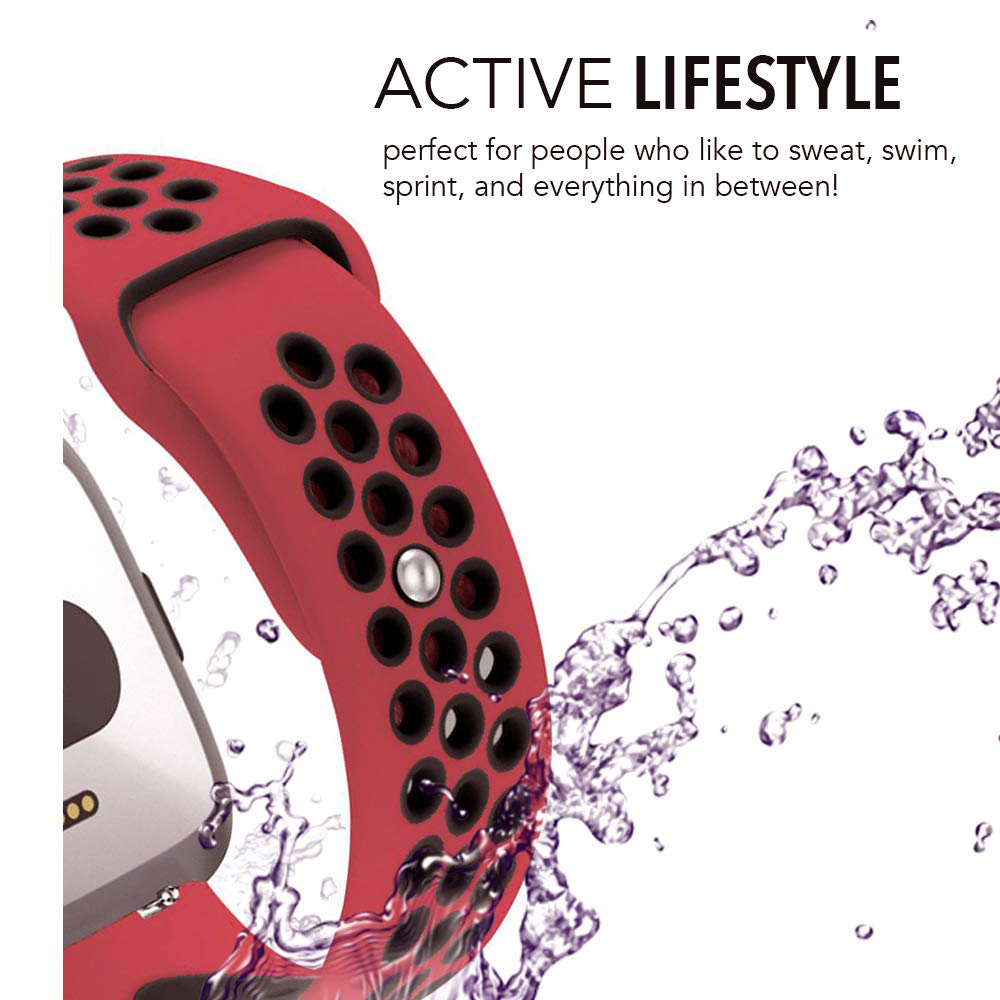 Cinturino doppio sport per Fitbit Versa - rosso nero