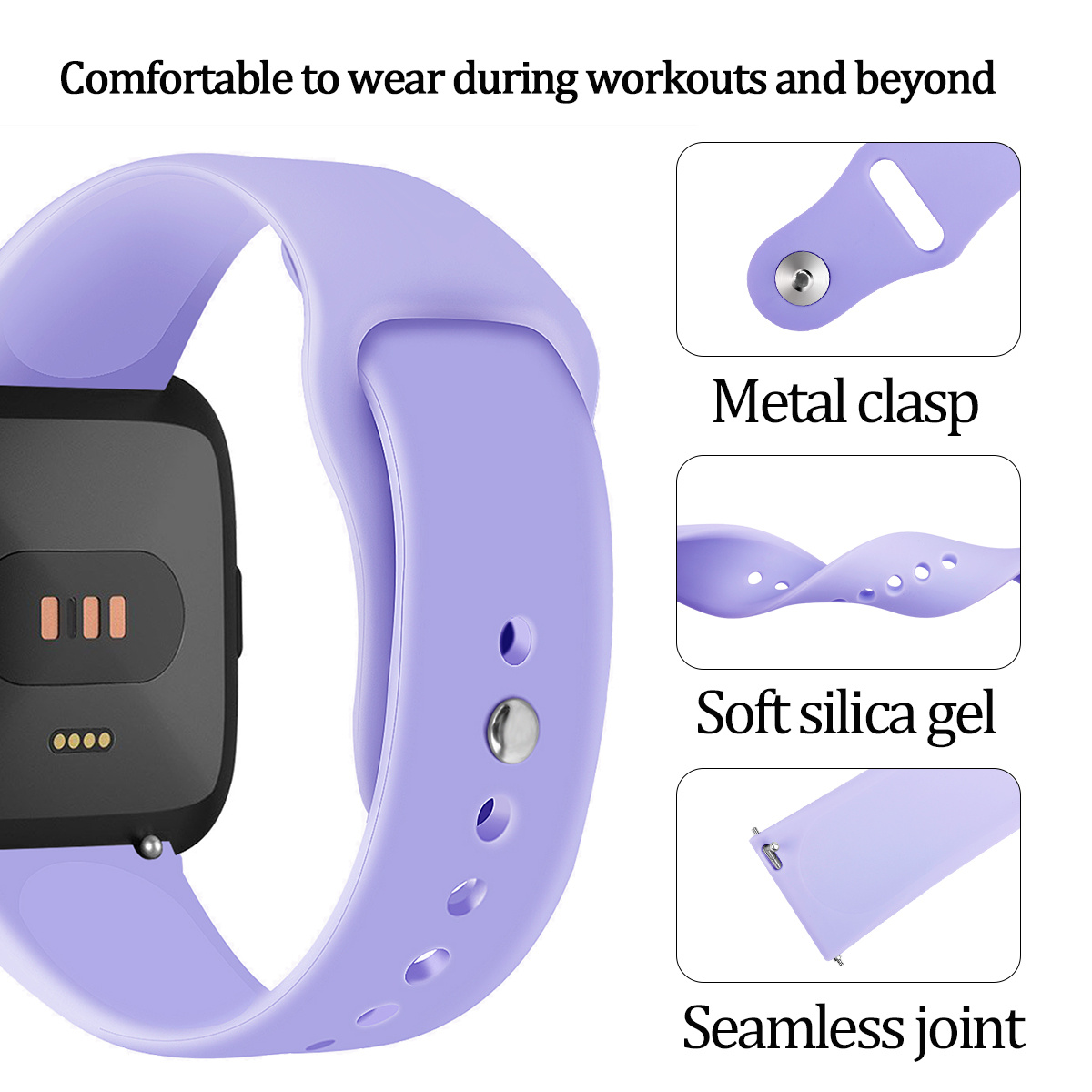 Cinturino sport in silicone per Fitbit Versa - viola chiaro