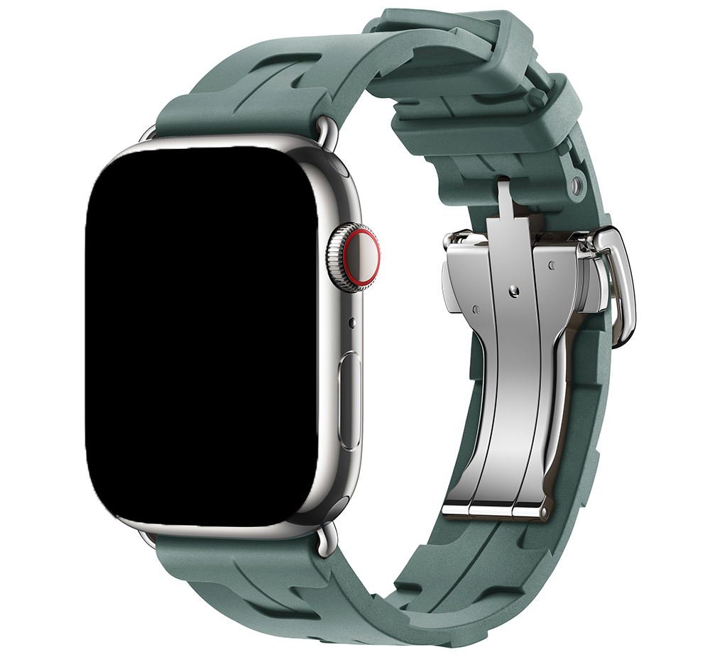 Cinturino sport Hermès simple tour kilim Apple Watch - verde pino