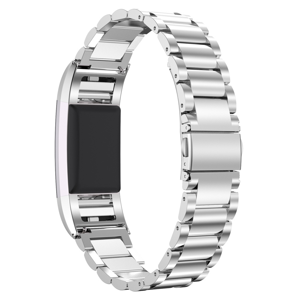 Cinturino a maglie in acciaio con perline per Fitbit Charge 2 - argento