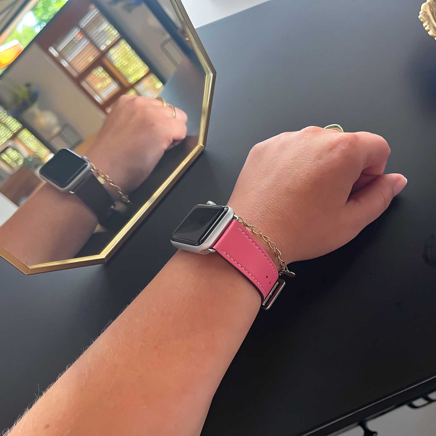 Cinturino a cantare tour in pelle per Apple Watch - viola rosa
