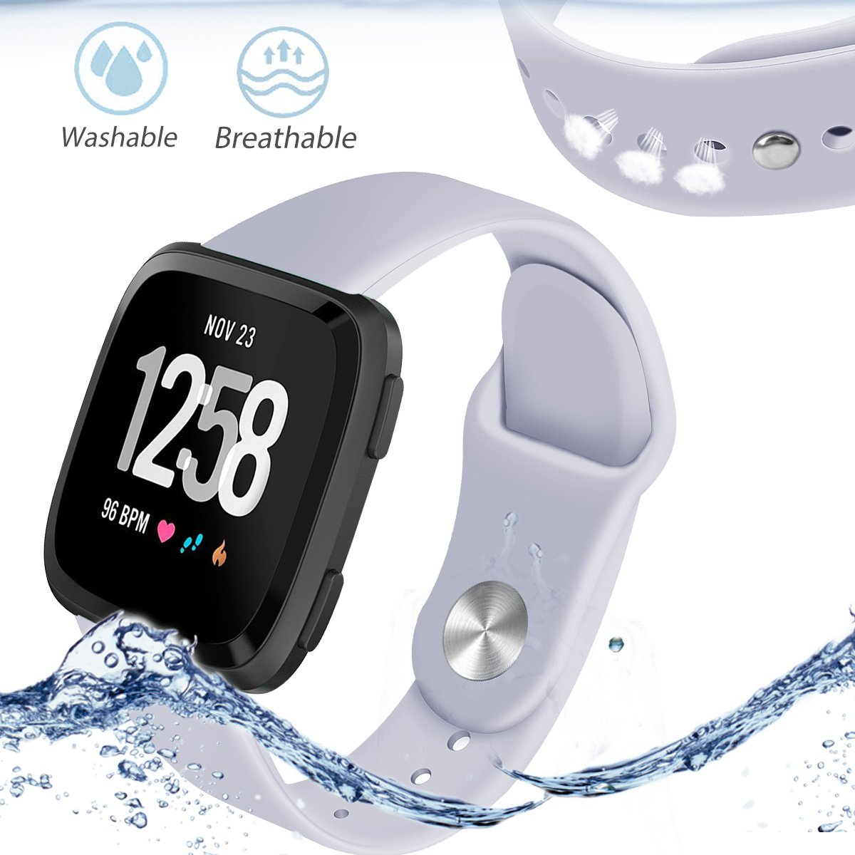 Cinturino sport in silicone per Fitbit Versa - grigio
