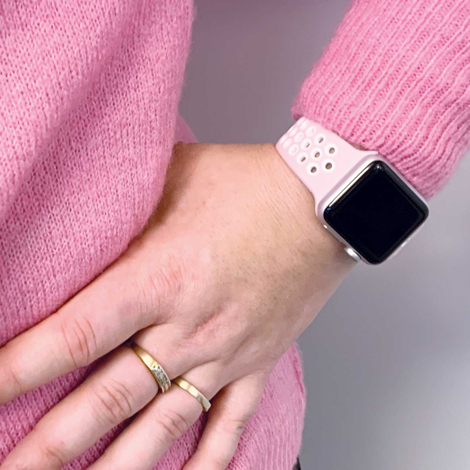 Cinturino doppio sport per Apple Watch - rosa chiaro bianco