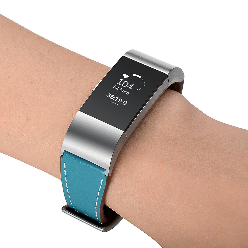 Cinturino in pelle premium per Fitbit Charge 2 - azzurro