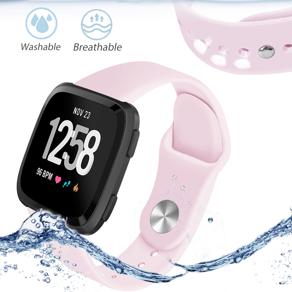Cinturino sport in silicone per Fitbit Versa - rosa