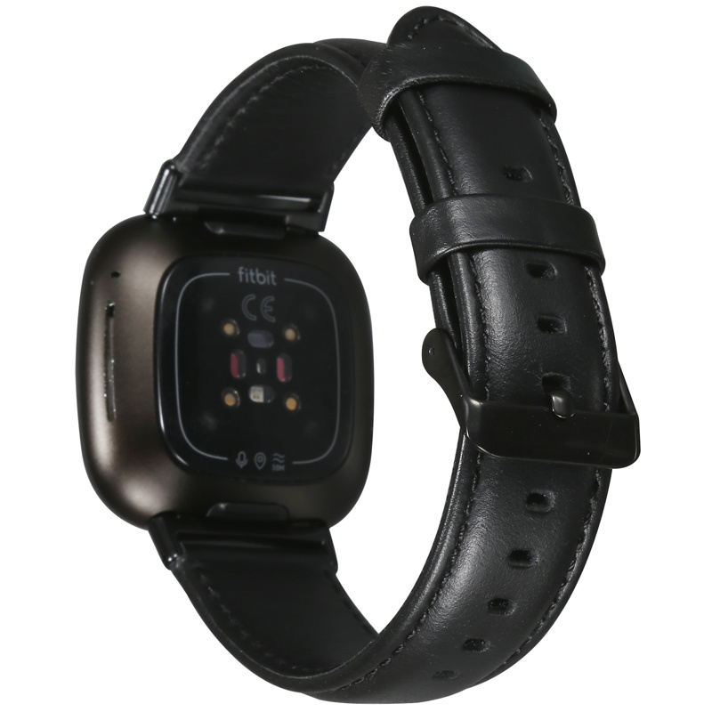 Cinturino in vera pelle per Fitbit Versa 3 / Sense - nero