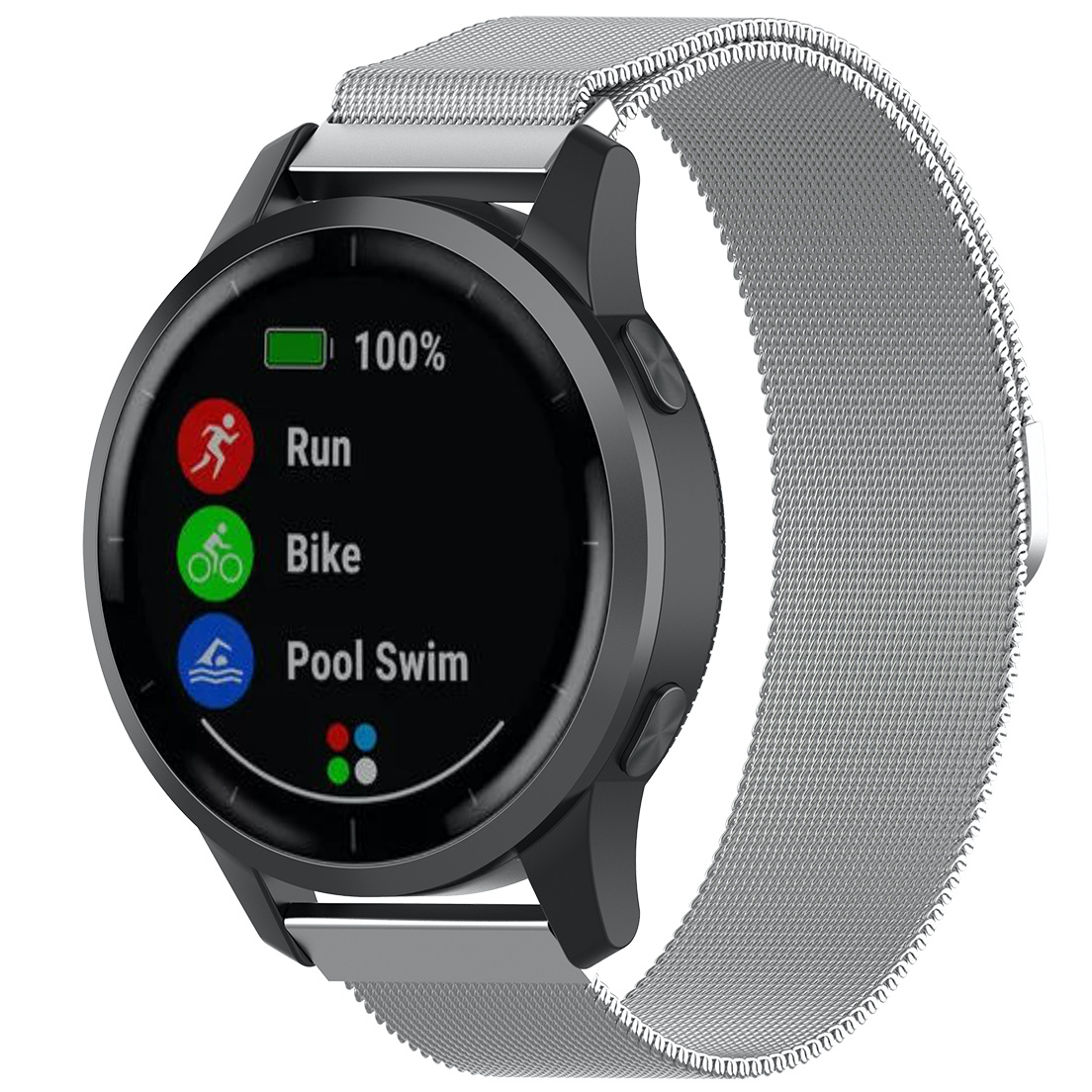 Cinturino loop in maglia milanese per Garmin Vivoactive / Vivomove - argento