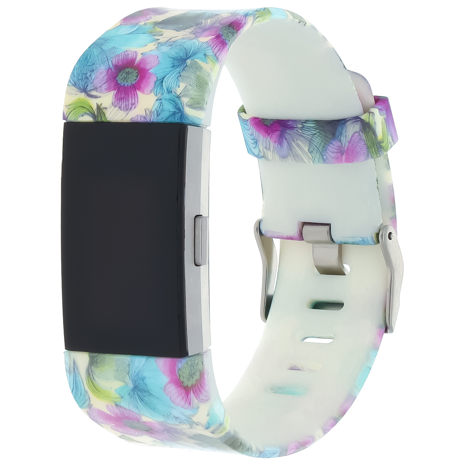 Cinturino sport con stampa per Fitbit Charge 2 - fiore blu