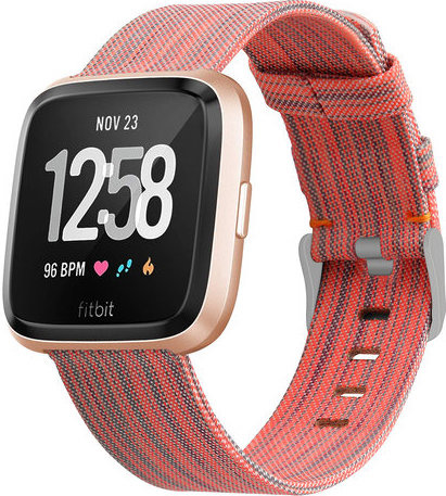 Cinturino con fibbia in nylon per Fitbit Versa - a righe arancioni