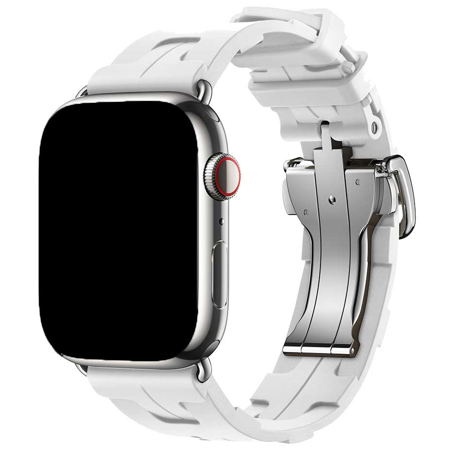 Cinturino sport Hermès simple tour kilim Apple Watch - bianco