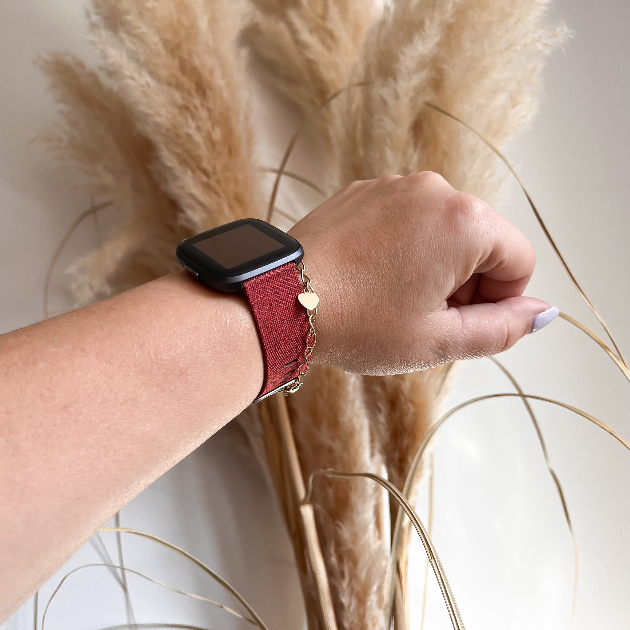 Cinturino con fibbia in nylon per Fitbit Versa - rosso
