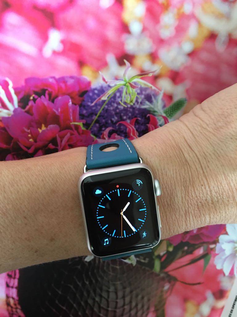 Cinturino hermes in pelle per Apple Watch - azzurro