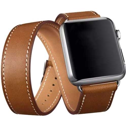 Cinturino ad anello lungo in pelle per Apple Watch - marrone