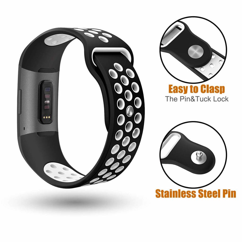 Cinturino doppio sport per Fitbit Charge 3 & 4 - nero bianco