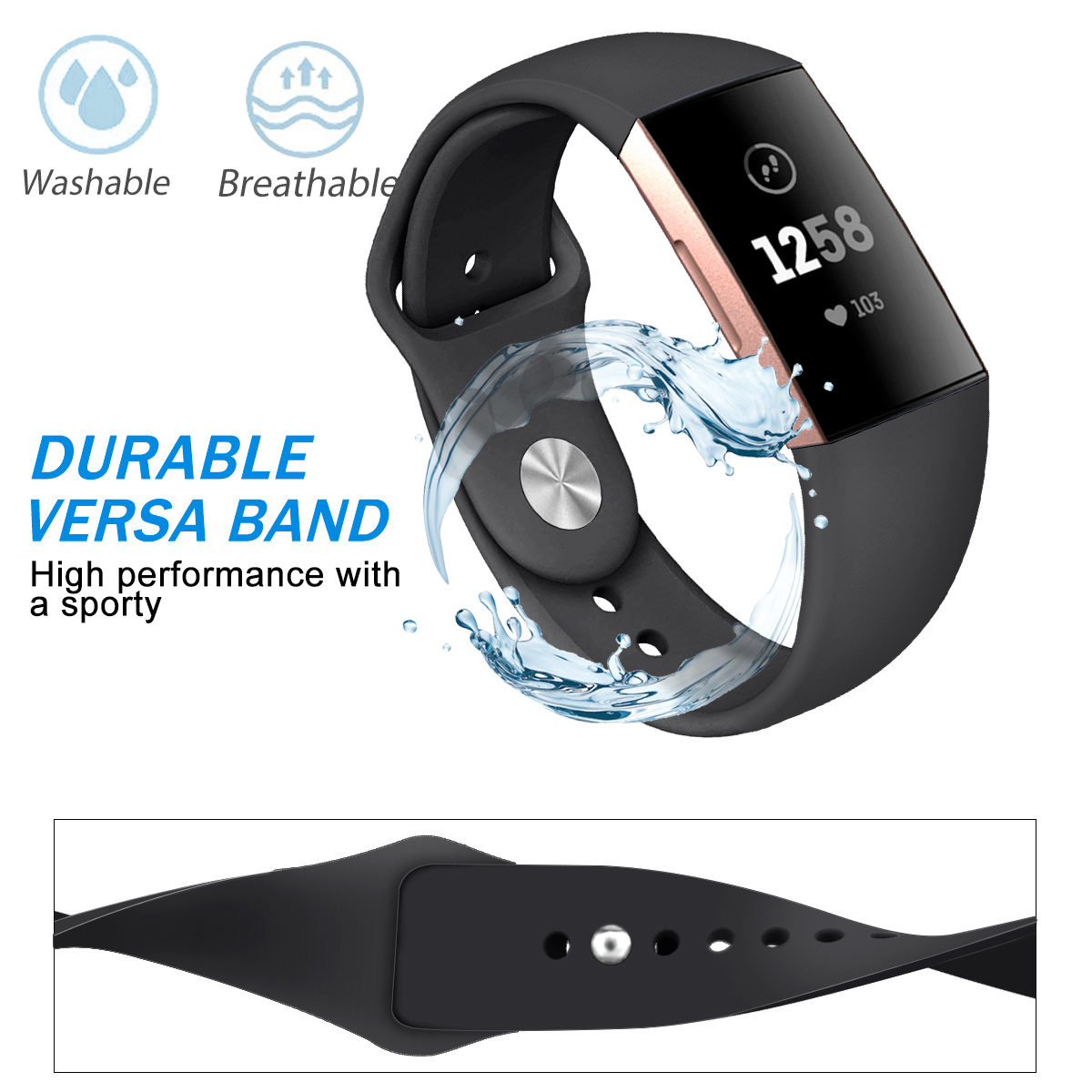 Cinturino sport per Fitbit Charge 3 & 4 - nero